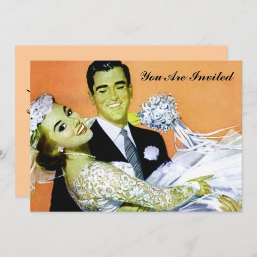 retro,,bruiloft kaart (Voorkant / Achterkant)