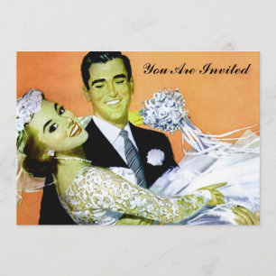retro,,bruiloft kaart