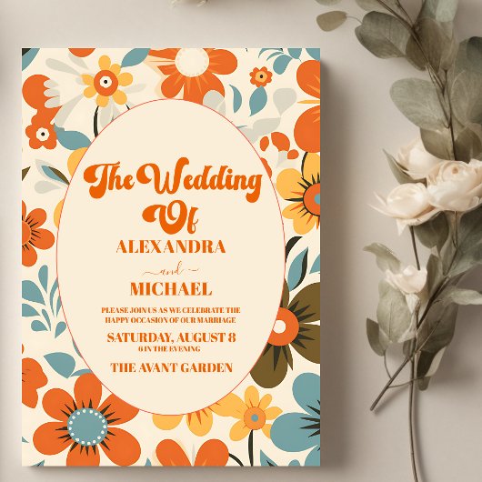  Retro bruiloft Kaart