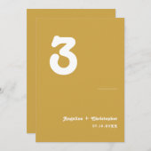 Retro Bruiloft Minimalistisch Script Tafelnummer (Voorkant / Achterkant)