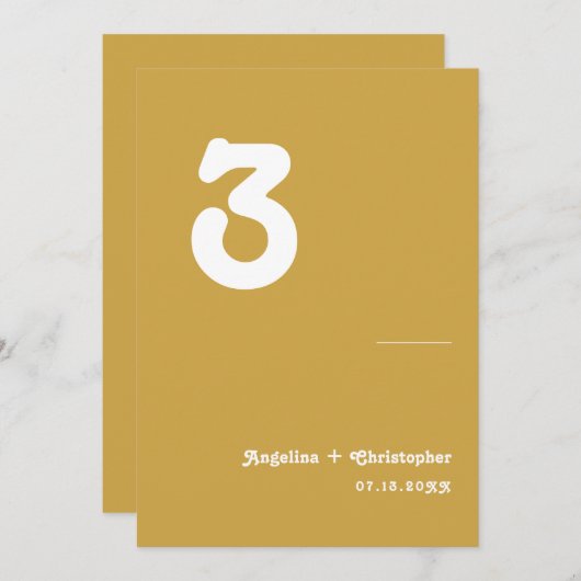 Retro Bruiloft Minimalistisch Script Tafelnummer (Voorkant / Achterkant)