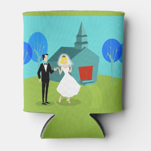 Retro bruiloft paar Koelbox Blikjeskoeler (Voorkant)