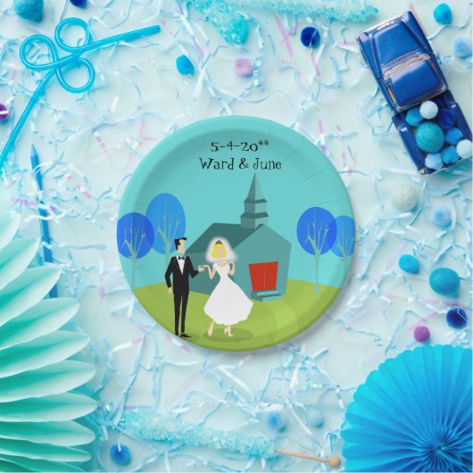  retro bruiloft paar papier Borden Papieren Bordje (Feest)