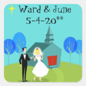 Retro bruiloft paar Stickers (Voorkant)