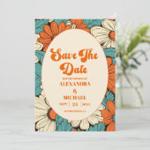 Retro bruiloft Save The Date (Staand voorkant)