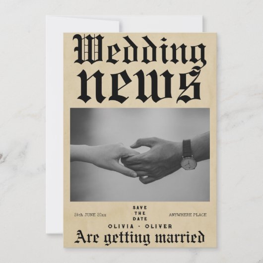 Retro  bruiloft save the date (Voorkant)