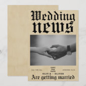 Retro  bruiloft save the date (Voorkant / Achterkant)