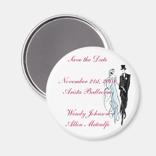 Retro bruiloft, Save the Date Magneet (Voorkant / Achterkant)