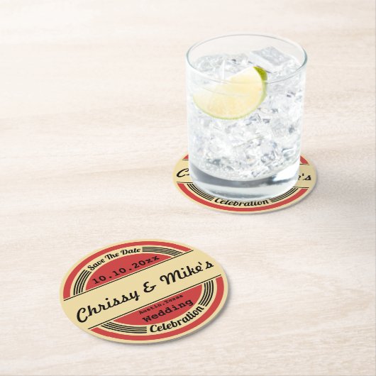  retro bruiloft Save the date Onderzetter (Insitu)