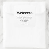 Retro Bruiloft Welkom Gift Bag Basket Vierkante Sticker (Tas)