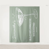 Retro Bruiloftsfeest Achtergrond Groene Cocktail Wandkleed (Voorkant)