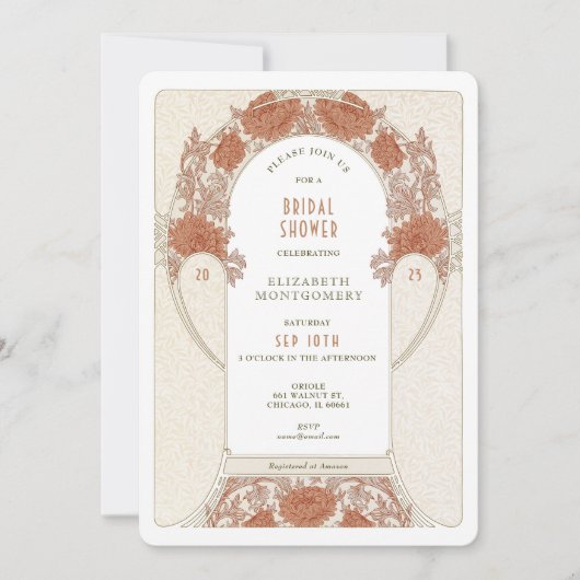 Retro Bruiloftsfeest Uitnodigingen Art Nouveau Mor (Voorkant)