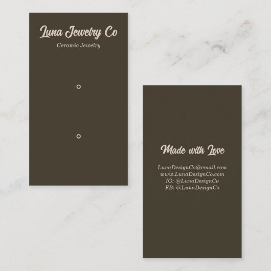 Retro Bruin 2 Speld Sieraden Visitekaartje (Voorkant / Achterkant)