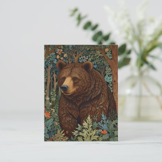 Retro bruin beer artwork boho bos briefkaart (Staand voorkant)
