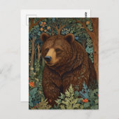 Retro bruin beer artwork boho bos briefkaart (Voorkant / Achterkant)