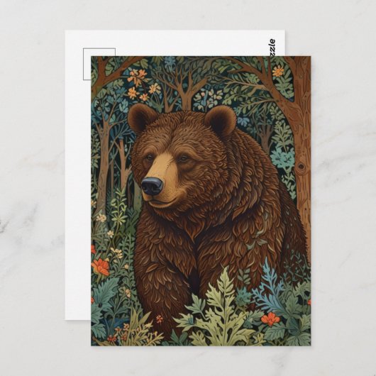 Retro bruin beer artwork boho bos briefkaart (Voorkant / Achterkant)