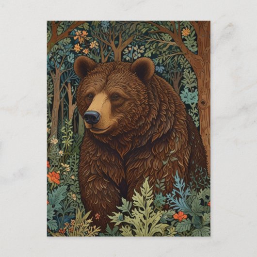 Retro bruin beer artwork boho bos briefkaart (Voorkant)