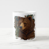Retro bruin beer artwork boho bos grote koffiekop (Voorkant)