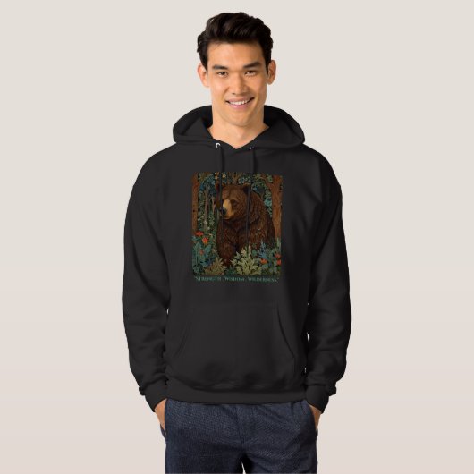 Retro bruin beer artwork boho bos hoodie (Voorkant volledig)