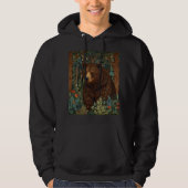 Retro bruin beer artwork boho bos hoodie (Voorkant)