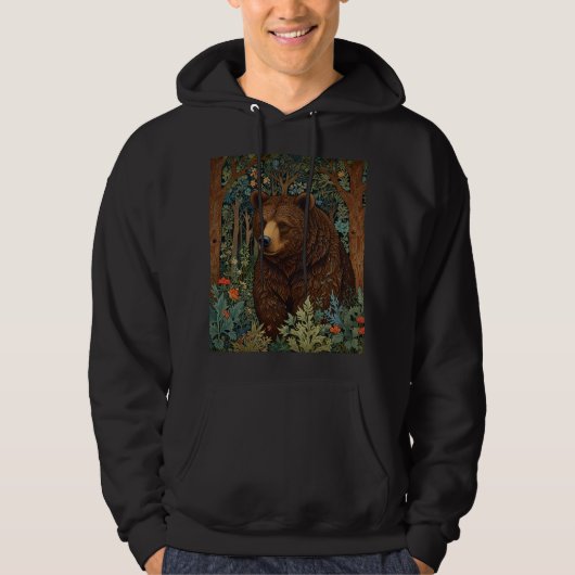 Retro bruin beer artwork boho bos hoodie (Voorkant)