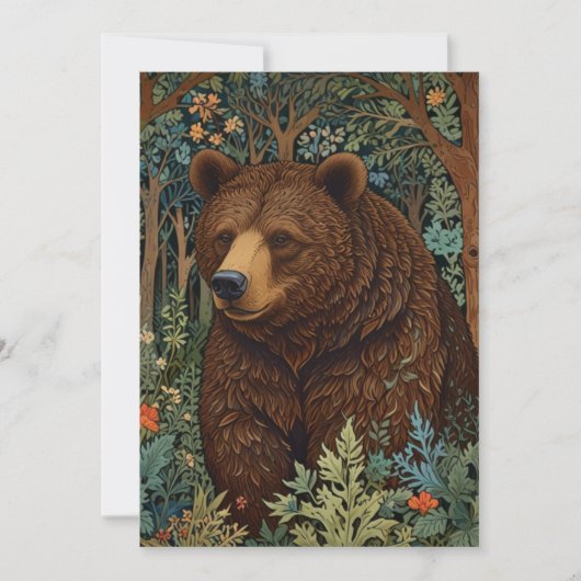 Retro bruin beer artwork boho bos kaart (Voorkant)