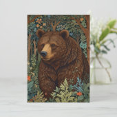 Retro bruin beer artwork boho bos kaart (Staand voorkant)