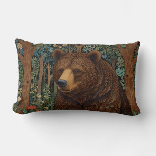 Retro bruin beer artwork boho bos kussen