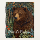 Retro bruin beer artwork boho bos planner (Voorkant)