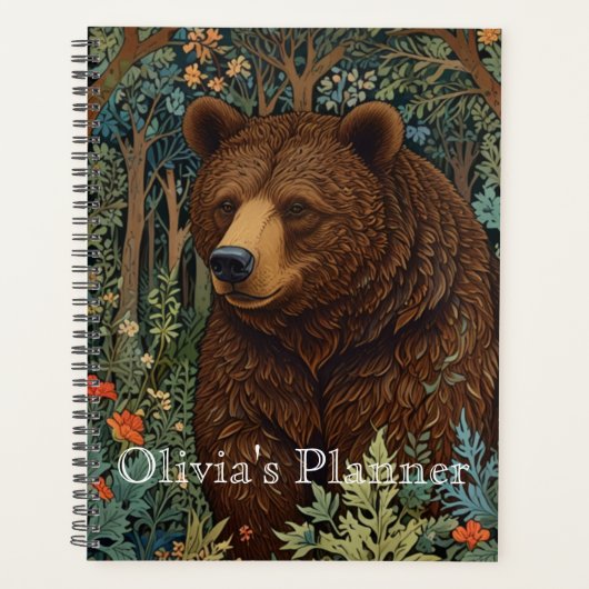 Retro bruin beer artwork boho bos planner (Voorkant)