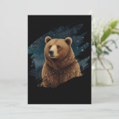 Retro bruin beer middernacht sterrenlandschap kaart (Staand voorkant)