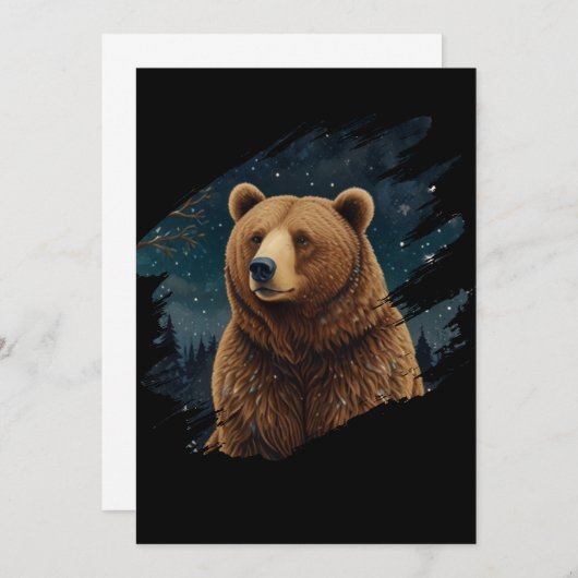 Retro bruin beer middernacht sterrenlandschap kaart (Voorkant / Achterkant)