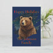 Retro bruin beer middernacht sterrenlandschap kaart (Staand voorkant)