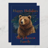 Retro bruin beer middernacht sterrenlandschap kaart (Voorkant / Achterkant)