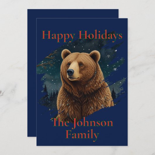 Retro bruin beer middernacht sterrenlandschap kaart (Voorkant / Achterkant)