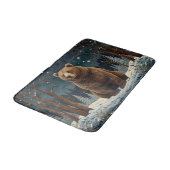 Retro bruin beer middernacht winterlandschap badmat (Gekanteld)