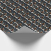 Retro bruin beer middernacht winterlandschap cadeaupapier (Hoek)