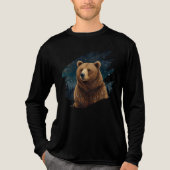 Retro bruin beer middernacht winterlandschap Tri-Blend shirt (Voorkant volledig)