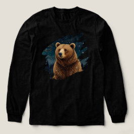Retro bruin beer middernacht winterlandschap Tri-Blend shirt