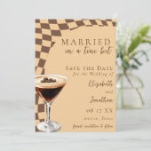 Retro Bruin Beige Espresso Martini Foto Bruiloft Save The Date (Staand voorkant)