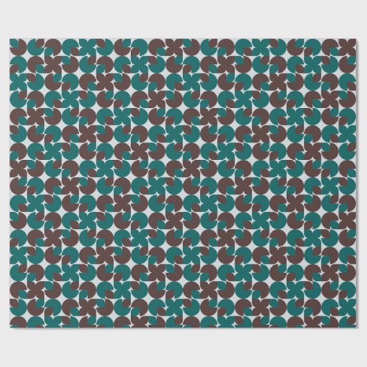 Retro Bruin & Blauwgroen Schelpen, Bladeren, en Bl Cadeaupapier (Vlak)