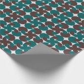 Retro Bruin & Blauwgroen Schelpen, Bladeren, en Bl Cadeaupapier (Hoek)