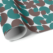 Retro Bruin & Blauwgroen Schelpen, Bladeren, en Bl Cadeaupapier (Rol Hoek)