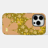 Retro bruin en geel bloemenmonogram Case-Mate iPhone case (Achterkant (horizontaal))