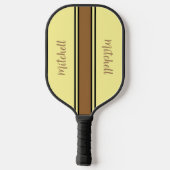Retro bruin en geel gestreepte pickleball peddel paddle (Achterkant)