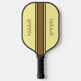Retro bruin en geel gestreepte pickleball peddel pickleball paddle