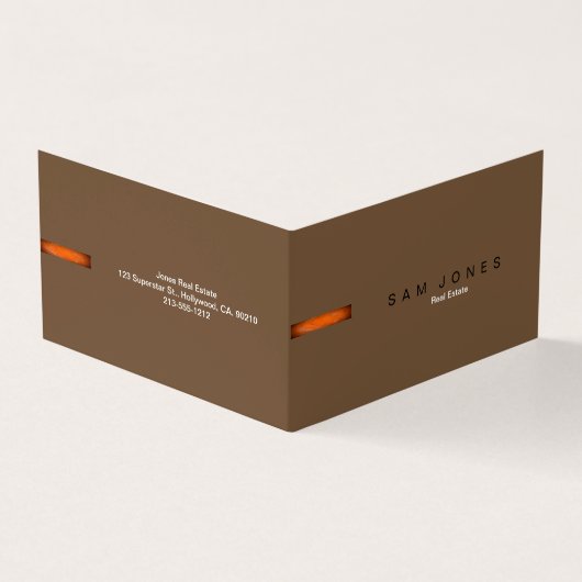 Retro Bruin en Oranje Visitekaartje (Buitenkant)