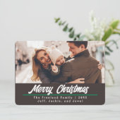 Retro Bruin Foto Kerstmis Kaart | Horizontaal (Staand voorkant)