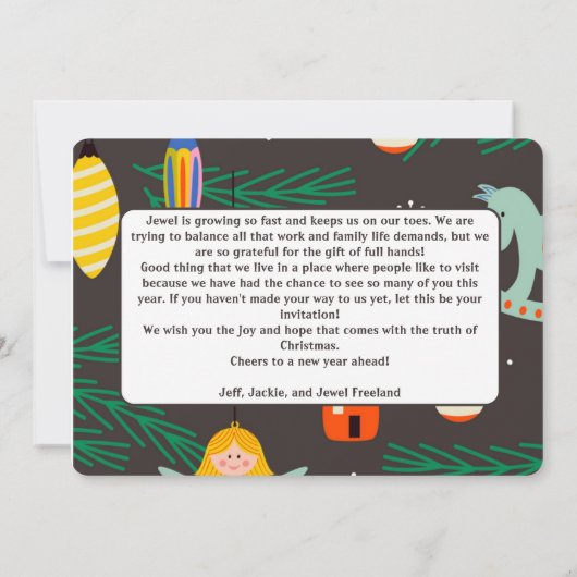 Retro Bruin Foto Kerstmis Kaart | Horizontaal (Achterkant)