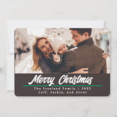 Retro Bruin Foto Kerstmis Kaart | Horizontaal (Voorkant)
